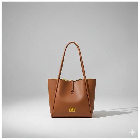 Stylish Tan Leather Tote Bag
