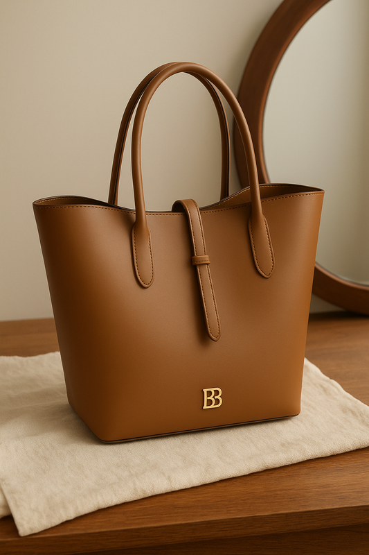 Stylish Tan Leather Tote Bag