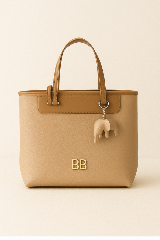 Elegant Beige Tote with Elephant Charm