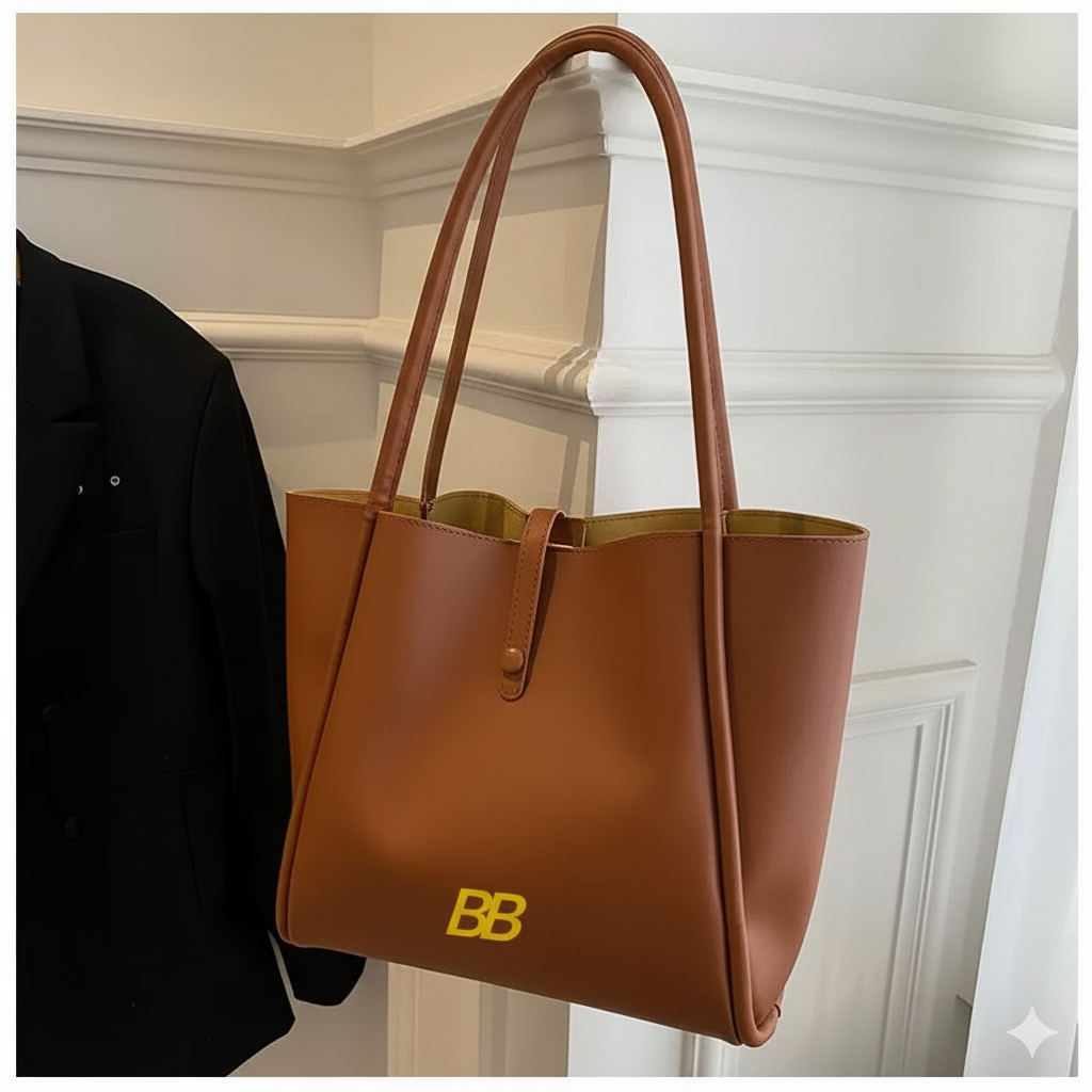 Stylish Tan Leather Tote Bag